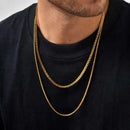 Colar de Corrente Fina de 1/2/3MM para Homens e Mulheres, Corrente de Elo Quadrado em Aço Inoxidável, Joia Unissex Masculina para Presente