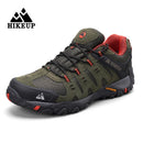 Hikeup sapatos de caminhada masculinos camurça couro ao ar livre sapatos resistentes ao desgaste masculino trekking caminhada caça tênis tático