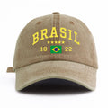 Boné de beisebol lavado com estampa de brasil para adultos, estilo retrô minimalista, casual, macio, ajustável, chapéu de pai, perfeito como presente, 1 peça