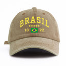 Boné de beisebol lavado com estampa de brasil para adultos, estilo retrô minimalista, casual, macio, ajustável, chapéu de pai, perfeito como presente, 1 peça