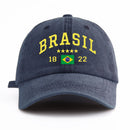 Boné de beisebol lavado com estampa de brasil para adultos, estilo retrô minimalista, casual, macio, ajustável, chapéu de pai, perfeito como presente, 1 peça