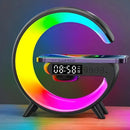 Multifuncional carregador sem fio suporte almofada rgb luz despertador alto-falante para iphone samsung xiaomi mini estação doca de carregamento rápido