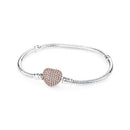 Original 925 prata esterlina pulseiras amor coração clipe encantos contas cobra correntes para mulheres rosa ouro diy jóias de luxo