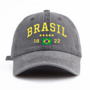 Boné de beisebol lavado com estampa de brasil para adultos, estilo retrô minimalista, casual, macio, ajustável, chapéu de pai, perfeito como presente, 1 peça