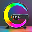 Multifuncional carregador sem fio suporte almofada rgb luz despertador alto-falante para iphone samsung xiaomi mini estação doca de carregamento rápido