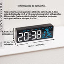 Despertador digital alimentado por USB TEMP Data Semana Dual Alarm Timing Countdown Snooze Relógio de mesa Auto Regulável 12/24H DST LED Relógio