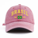 Boné de beisebol lavado com estampa de brasil para adultos, estilo retrô minimalista, casual, macio, ajustável, chapéu de pai, perfeito como presente, 1 peça