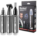 Kemei 4 em 1 aparador para homens elétrico nariz e orelha aparador recarregável para cabelo barba nariz e orelha limpador aliciamento conjunto