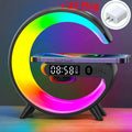 Multifuncional carregador sem fio suporte almofada rgb luz despertador alto-falante para iphone samsung xiaomi mini estação doca de carregamento rápido