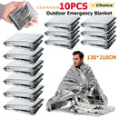 Cobertor térmico de emergência ao ar livre, primeiros socorros de sobrevivência, kit de resgate militar, windproof, impermeável, folha, camping, 1-10pcs