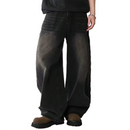 Calça jeans masculina de quatro estações, versão coreana, estudante, casual, alta rua, reta, solta, perna larga, preto, cinza, azul, baggy jean