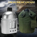 Conjunto de Cantil de Água de Alumínio com Copo e Bolsa para Fogareiro, Cantil Militar Portátil para Acampamento ao Ar Livre, Sobrevivência, Caminhada e Mochilão
