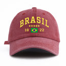 Boné de beisebol lavado com estampa de brasil para adultos, estilo retrô minimalista, casual, macio, ajustável, chapéu de pai, perfeito como presente, 1 peça