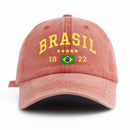 Boné de beisebol lavado com estampa de brasil para adultos, estilo retrô minimalista, casual, macio, ajustável, chapéu de pai, perfeito como presente, 1 peça