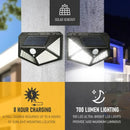 Lâmpada Solar LED para Exterior com 100 LEDs, Decoração de Jardim, Luz LED Solar à Prova d'Água, Holofote Alimentado por Luz Solar com Sensor de Movimento