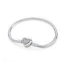 Original 925 prata esterlina pulseiras amor coração clipe encantos contas cobra correntes para mulheres rosa ouro diy jóias de luxo