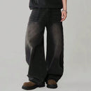 Calça jeans masculina de quatro estações, versão coreana, estudante, casual, alta rua, reta, solta, perna larga, preto, cinza, azul, baggy jean