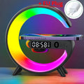 Multifuncional carregador sem fio suporte almofada rgb luz despertador alto-falante para iphone samsung xiaomi mini estação doca de carregamento rápido