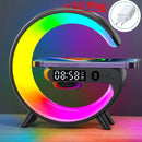 Multifuncional carregador sem fio suporte almofada rgb luz despertador alto-falante para iphone samsung xiaomi mini estação doca de carregamento rápido