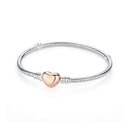 Original 925 prata esterlina pulseiras amor coração clipe encantos contas cobra correntes para mulheres rosa ouro diy jóias de luxo