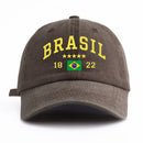 Boné de beisebol lavado com estampa de brasil para adultos, estilo retrô minimalista, casual, macio, ajustável, chapéu de pai, perfeito como presente, 1 peça