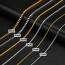 Colar de Corrente Fina de 1/2/3MM para Homens e Mulheres, Corrente de Elo Quadrado em Aço Inoxidável, Joia Unissex Masculina para Presente