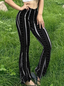 Calças femininas retro impressão queimado leggings sexy fino ajuste calças casuais estilo rua 2025 primavera verão moda calças compridas
