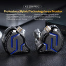 KZ ZSN Pro 2 Fones de ouvido intra-auriculares de metal esportivos com cancelamento de ruído Fones de ouvido de música Controladores híbridos 1BA + 1DD Fones de ouvido de graves HIFI