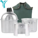 Conjunto de Cantil de Água de Alumínio com Copo e Bolsa para Fogareiro, Cantil Militar Portátil para Acampamento ao Ar Livre, Sobrevivência, Caminhada e Mochilão