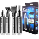 Kemei 4 em 1 aparador para homens elétrico nariz e orelha aparador recarregável para cabelo barba nariz e orelha limpador aliciamento conjunto