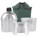 Conjunto de Cantil de Água de Alumínio com Copo e Bolsa para Fogareiro, Cantil Militar Portátil para Acampamento ao Ar Livre, Sobrevivência, Caminhada e Mochilão
