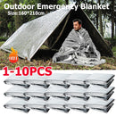 Cobertor térmico de emergência ao ar livre, primeiros socorros de sobrevivência, kit de resgate militar, windproof, impermeável, folha, camping, 1-10pcs
