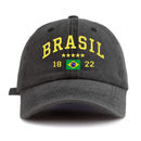 Boné de beisebol lavado com estampa de brasil para adultos, estilo retrô minimalista, casual, macio, ajustável, chapéu de pai, perfeito como presente, 1 peça