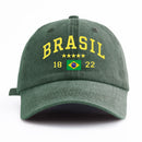 Boné de beisebol lavado com estampa de brasil para adultos, estilo retrô minimalista, casual, macio, ajustável, chapéu de pai, perfeito como presente, 1 peça